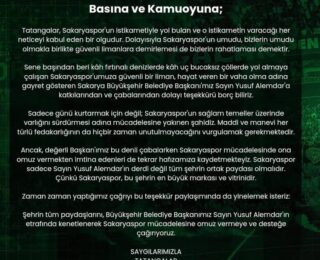 Tatangalar’dan Başkan Alemdar’a Teşekkür ve Şehre Birlik Çağrısı