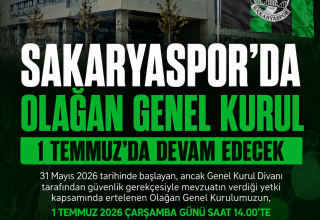 Sakaryaspor’da Olağan Genel Kurul 1 Temmuz’da Devam Edecek