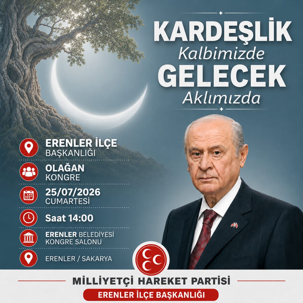 MHP SAKARYA TEŞKİLATLARINDA KONGRE HEYECANI: ERENLER İLÇE KONGRESİ GERÇEKLEŞİYOR