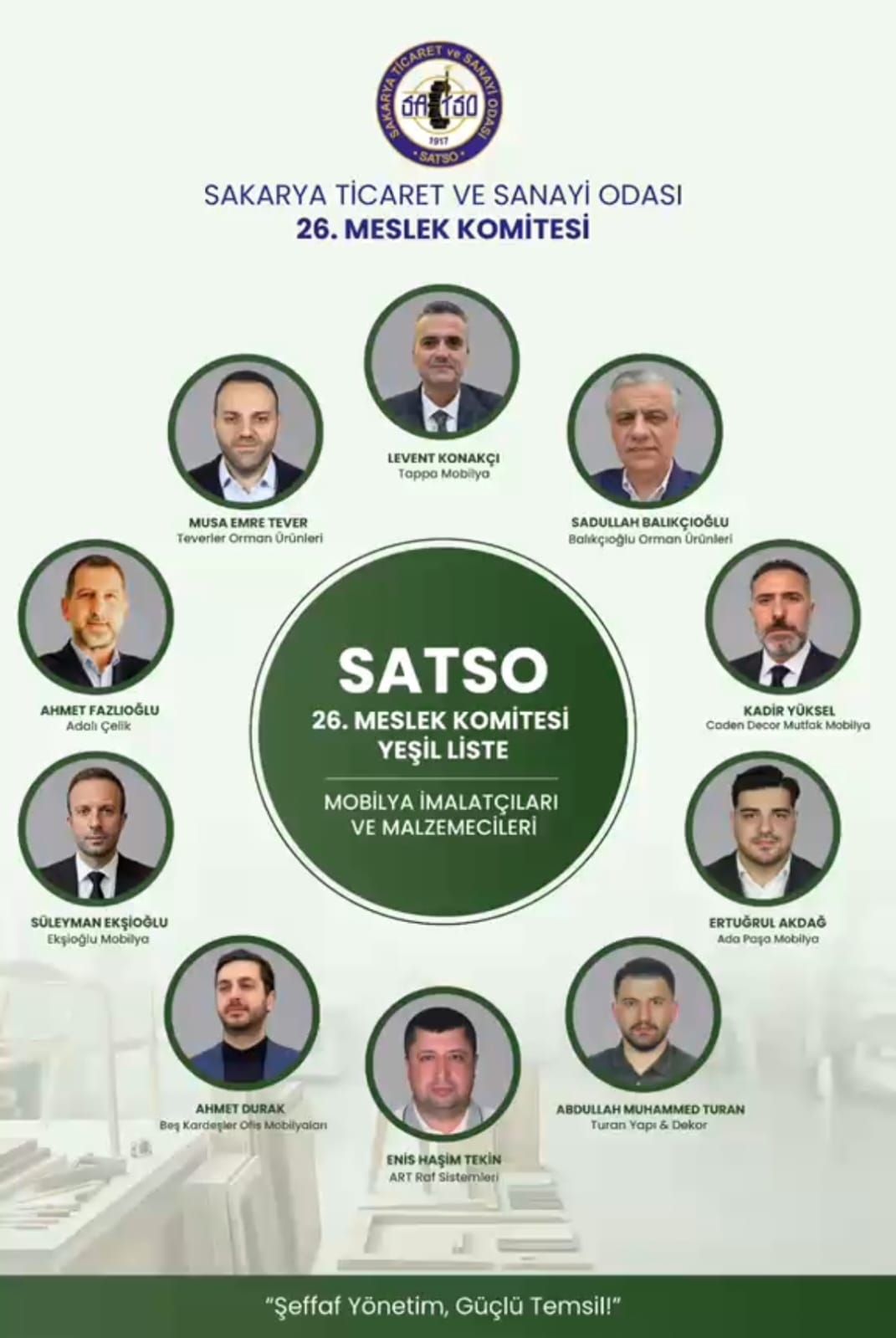 SATSO 26. Meslek Komitesi’nde Levent Konakçı ve Yeşil Liste’den güçlü temsil hedefi